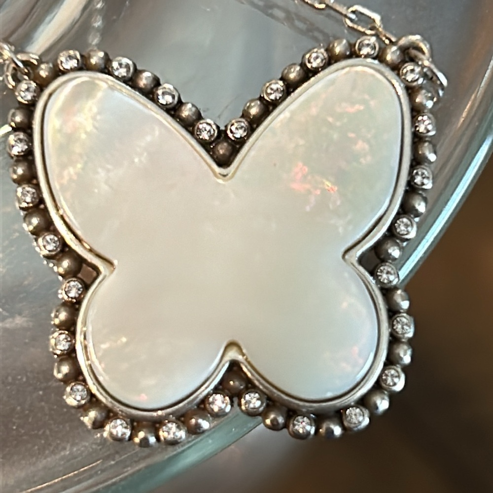 Brighton Twinkle Volar Butterfly White Mother of Pearl Necklace NWT